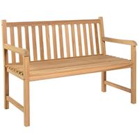 Tuinbank Met Beige Kussen 120 Cm Massief Teakhout