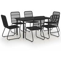 vidaxl 7-tlg. Garten-Essgruppe Poly Rattan und Glas