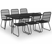 vidaXL 7-delige Tuinset poly rattan en glas