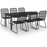 vidaxl 7-tlg. Garten-Essgruppe Poly Rattan und Glas