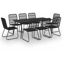 vidaXL 9-delige Tuinset poly rattan en glas