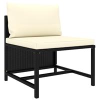 vidaXL 3-delige Loungeset met kussens poly rattan zwart