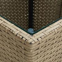 vidaXL Theetafel 41,5x41,5x44 cm poly rattan en gehard glas beige