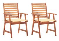 vidaXL Tuinstoelen 2 st met kussens massief acaciahout