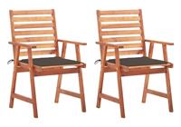 vidaXL Tuinstoelen 2 st met kussens massief acaciahout