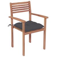 vidaXL Tuinstoelen 4 st met antracietkleurige kussens massief teakhout