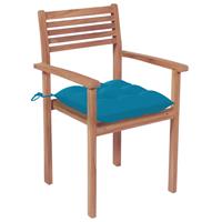 vidaXL Tuinstoelen 4 st met lichtblauwe kussens massief teakhout
