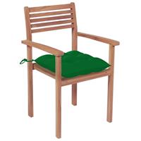 vidaXL Gartenstühle 4 Stk. mit Grünen Kissen Massivholz Teak 