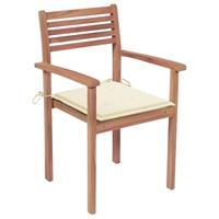 vidaXL Tuinstoelen 2 st met crèmekleurige kussens massief teakhout