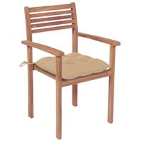 vidaXL Tuinstoelen 2 st met beige kussens massief teakhout