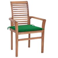 VidaXL Essstühle 2 Stk. mit Grünen Kissen Massivholz Teak 