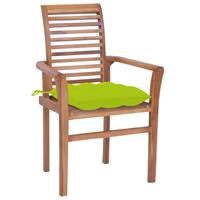 VidaXL Essstühle 2 Stk. mit Hellgrünen Kissen Massivholz Teak 