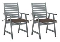 vidaxl Garten-Essstühle mit Kissen 2 Stk. Massivholz Akazie