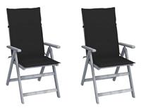 vidaXL Tuinstoelen 2 st verstelbaar met kussens massief acaciahout