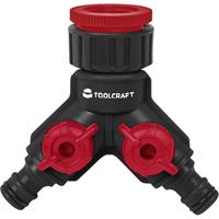 TOOLCRAFT 2302363 Kunststof 2-weg verdeler 26,44 mm (3/4) buitendraad, 33,25 mm (1) buitendraad Waterstop, Met reguleerventiel