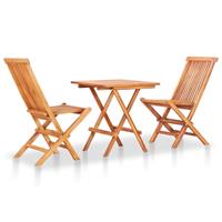 vidaXL 3-tlg. Bistro-Set mit Schwarzen Kissen Massivholz Teak 