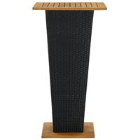 vidaXL Bartafel 60x60x110 cm poly rattan en massief acaciahout zwart