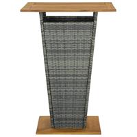 vidaXL Bartafel 80x80x110 cm poly rattan en massief acaciahout grijs