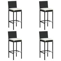 vidaXL 5-tlg. Gartenbar-Set mit Kissen Poly Rattan  Schwarz