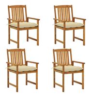 vidaXL Regisseursstoelen 4 st met kussens massief acaciahout