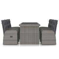 vidaXL 7-delige Tuinset met kussens poly rattan grijs