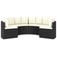 vidaXL 6-tlg. Garten-Sofagarnitur mit Auflagen Poly Rattan  Schwarz