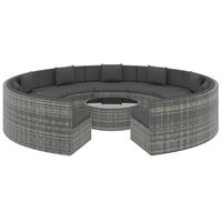 vidaXL 10-delige Loungeset met kussens poly rattan grijs