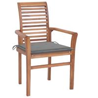 vidaXL Essstühle 4 Stk. mit Grauen Kissen Massivholz Teak 