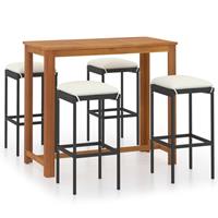 vidaXL 5-tlg. Gartenbar-Set mit Kissen  Schwarz