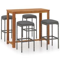 vidaXL 5-tlg. Gartenbar-Set mit Kissen  Grau