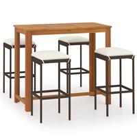 vidaXL 5-tlg. Gartenbar-Set mit Kissen  Braun