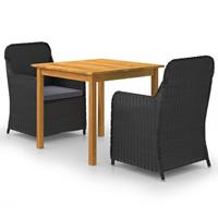 vidaXL 3-delige Tuinset zwart