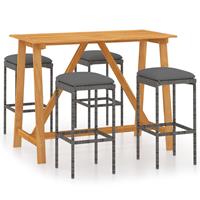 vidaXL 5-tlg. Gartenbar-Set mit Kissen  Grau