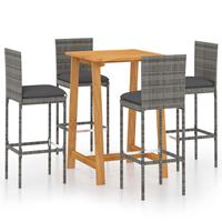 vidaXL 5-tlg. Gartenbar-Set mit Kissen  Grau