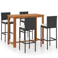 vidaXL 5-tlg. Gartenbar-Set mit Kissen  Schwarz