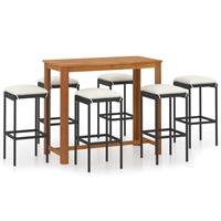 vidaXL 7-tlg. Gartenbar-Set mit Kissen  Schwarz