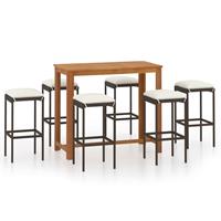 vidaXL 7-tlg. Gartenbar-Set mit Kissen  Braun