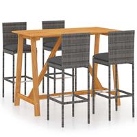 vidaXL 5-tlg. Gartenbar-Set mit Kissen  Grau