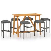 vidaXL 7-tlg. Gartenbar-Set mit Kissen  Grau