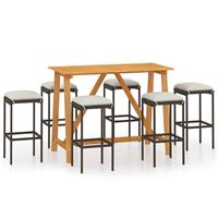 vidaXL 7-tlg. Gartenbar-Set mit Kissen  Braun