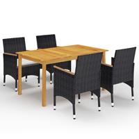vidaXL 5-delige Tuinset zwart