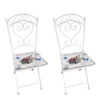 HTI-Line Metallstuhl 2er Set Flowers and Plants creme