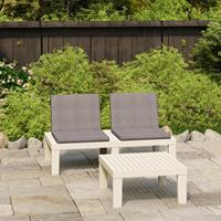 vidaXL 2-tlg. Garten-Lounge-Set mit Auflagen Kunststoff  Weiß