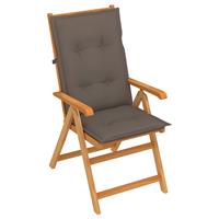 vidaXL Tuinstoel met taupe kussens massief teakhout