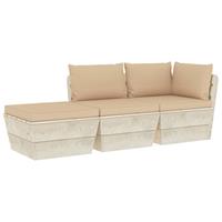 3-delige Loungeset Met Kussens Pallet Vurenhout