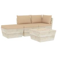 vidaXL 4-delige Loungeset met kussens pallet vurenhout