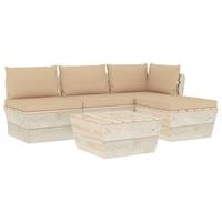 vidaXL 5-delige Loungeset met kussens pallet vurenhout