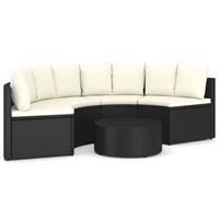 vidaXL 5-tlg. Garten-Sofagarnitur mit Auflagen Poly Rattan  Schwarz
