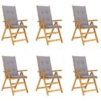 vidaXL Tuinstoelen 6 st inklapbaar met kussens massief acaciahout