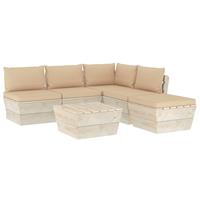 vidaXL 6-delige Loungeset met kussens pallet vurenhout